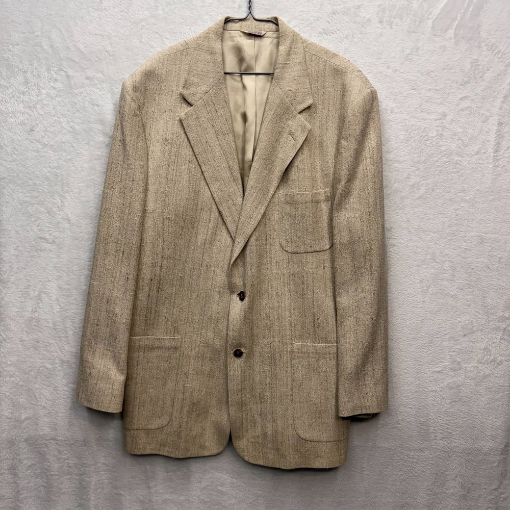 Orvis Sport Coat Mens 48L Beige Textured Blazer Made In USA Casual Vintage Style